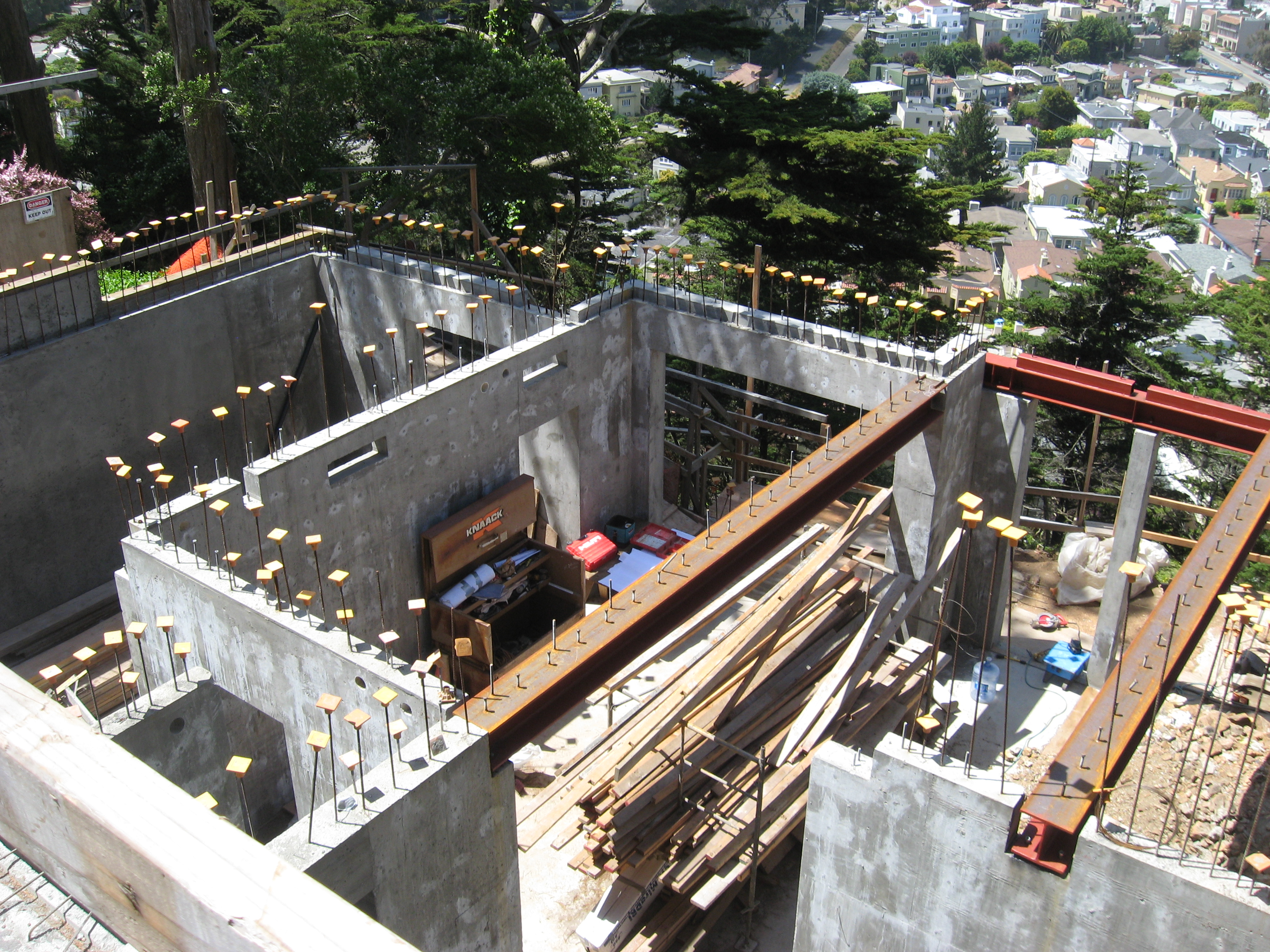 Drilling piers for retaining wall