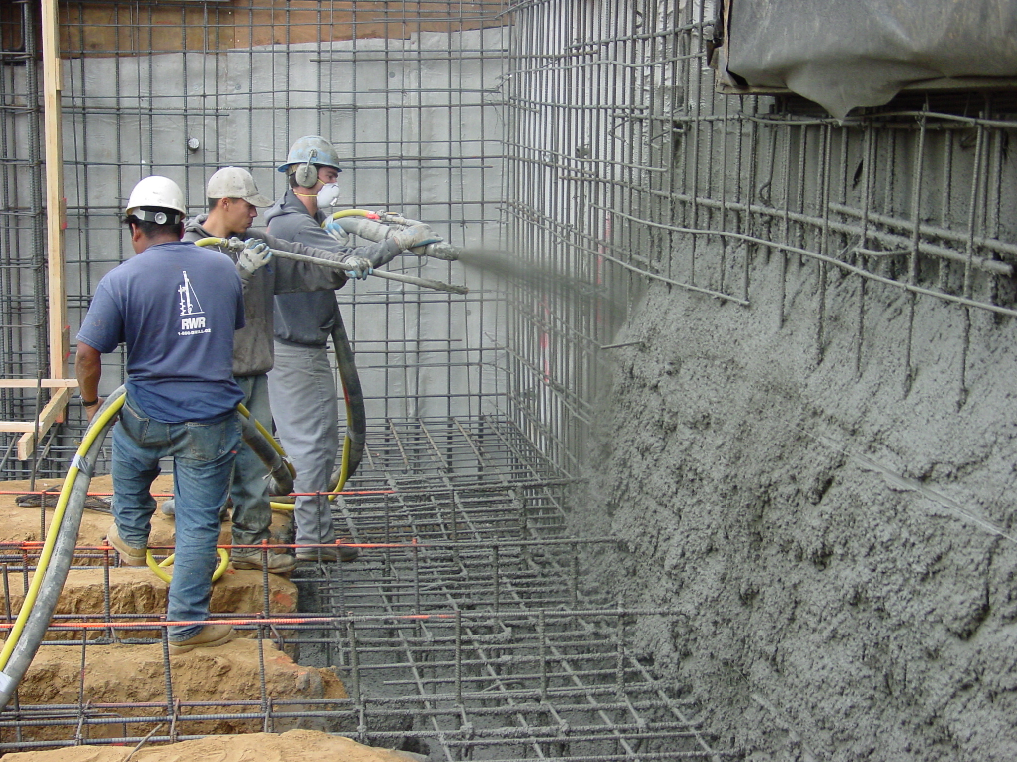 Shotcrete being installed